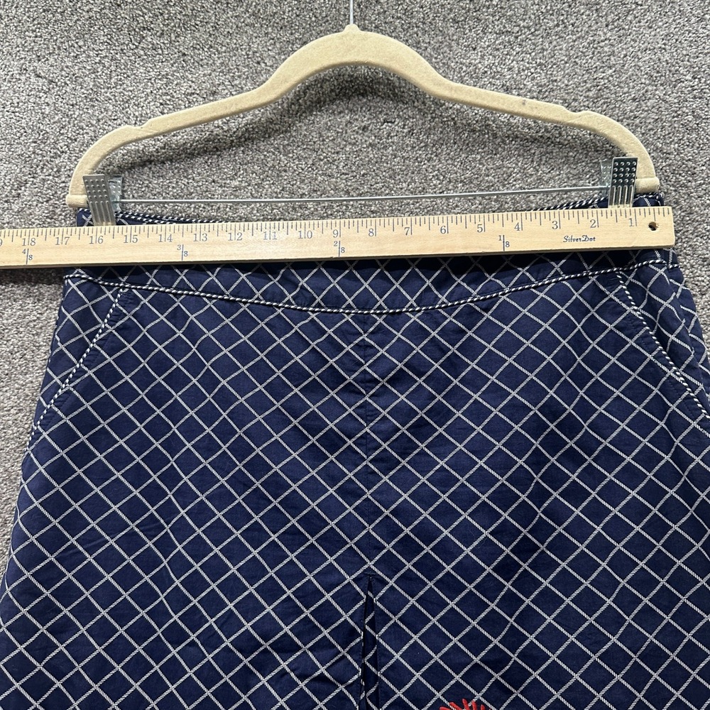 LL Bean A Line Skirt Size 12 Blue Nautical Anchor Embroidered Coastal Vacation - Picture 4 of 7